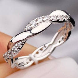 Срібне кільце родоване з фіанітами РН-626