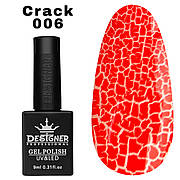 Гель-лак для нігтів Crack effect Дизайнер з ефектом кракелюру, 9 мл Червоний 006