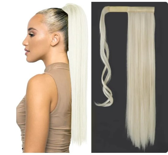 Шиньйон світлий блонд прямий хвіст на липучці, фото 1