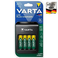 Зарядний пристрій VARTA LCD PLUG CHARGER + 4AA 2100mAh (1/4, AA:450mAh/AAA:200mAh/9V:34mAh)