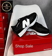 Женские кроссовки new balance black 327, замшевые черно-белые кеды женские Нью баланс для бега