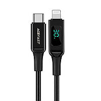Кабель ACEFAST C6-01 Type-C to iP, 3A, 30W, 1.2m, nylon, zinc connectors, Black