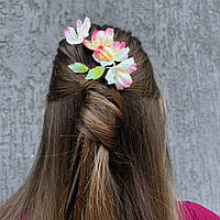 Шпилька для волос на деревянной основе "Прекрасные цветы"