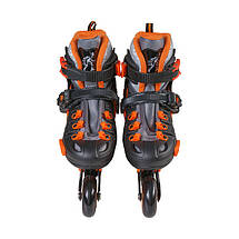 Роликові ковзани розсувні, розмір 35-38, оранжевий, сірий, фото 3