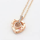 ОПТ від 10 шт, Кулон з ланцюжком та проекцією "I love you", Золотий / Підвіска на шию / Кулон серце / Кулончик з серцем, фото 9