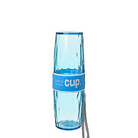 Ударопрочная бутылка для воды из двух стаканов CUP 380мл голубой