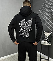 Демісезонний спортивний костюм Eagle чорний худі + штани (двонитка), фото 3
