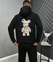 Демісезонний спортивний костюм Bearbrick чорний худі + штани (двонитка), фото 3