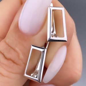 Срібні сережки родоваі без каменів (1,5 см) РН-595, фото 1