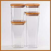 Банки для сыпучих продуктов набор из 4 шт стеклянные емкости для хранения с крышкой Банка стекло для хранения