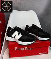 Замшеві жіночі кросівки для спорту New balance 327 white-black, Бігові кросівки білі Санта-біленс 327