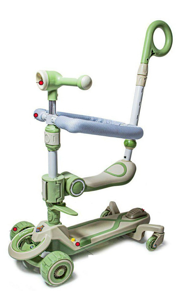 Самокат-біговіл для малюків від 1 року з бортиком Smart N-388 5 в 1. Салатовий. З музикою та підсвічуванням, фото 1
