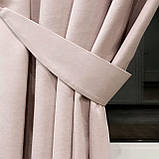 Комплект штори 2 шт. з підхватами 200х250 см мікровелюр Світло-рожевий, тюль бамбук 300 см Тепло-білий, фото 4
