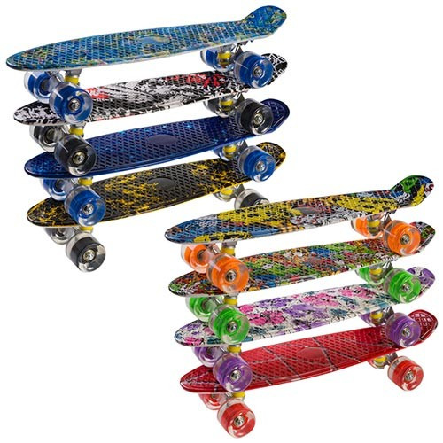 Скейт дитячий пенніборд Penny Board 22", колеса PU 58х45 мм світяться, дека 55х14,5 см, 8 видів