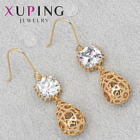 Серьги женские золотистого цвета Xuping Jewelry застёжка петля кристаллы сваровски размер изделия 45 мм