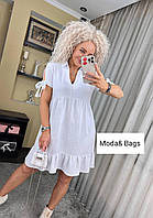 Женское свободное модное стильное летнее платье цвет белый р.54