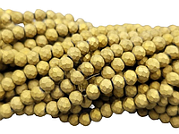 Бусины хрустальные (Рондель) 4х3 мм, нить 115-120 шт, цвет - матовый золотой металлик