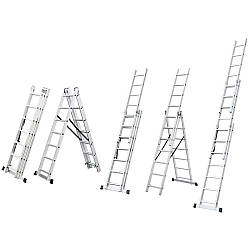 Лестница универсальная 3×9 ступеней для дома и сада выдвижная стремянка высота 5.93м FLORA