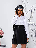 Женское стильное трендовое удобное универсальное классическое платье с имитацией рубашки (черный, беж)