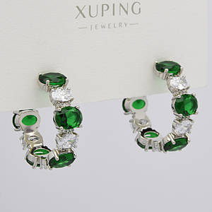 Серьги женские серебристого цвета Xuping Jewelry гвоздики пуссеты с цветными камнями сваровски размер 25х8 мм