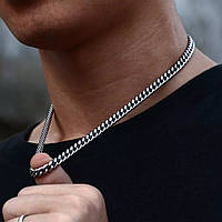 Чоловічий металевий срібний ланцюжок на шию з неіржавкої сталі, підвіска 5 мм