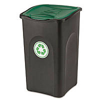 Мусорный пластиковый бак с зеленой откидной крышкой Stefanplast Ecogreen 50L (70651)