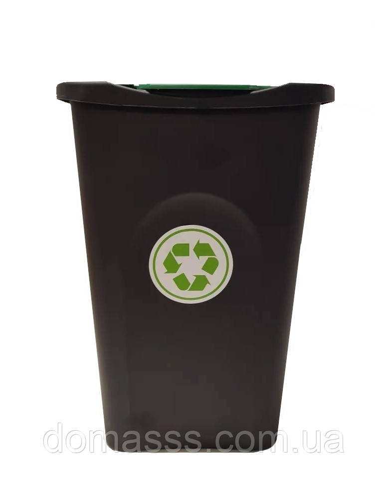 Мусорный пластиковый бак с зеленой откидной крышкой Stefanplast Ecogreen 50L (70651) - фото 3 - id-p2120191417