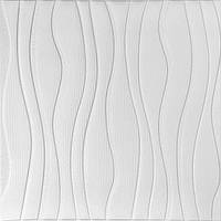 3Д-панель самоклеющаяся Белые Волны 600х600х6мм декоративные панели для стен текстура мягкие (160)