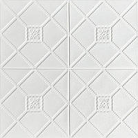 3Д-панель на самоклейці для стелі Білий декор 700x700x4мм ромби геометрія стельові панелі касетони