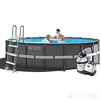 Каркасный бассейн Intex 26326, 488 x 122 см (4 500 л/ч, лестница, тент, подстилка) - BIG SALE !