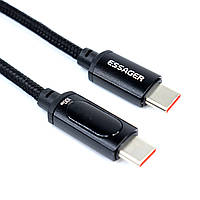 Кабель USB Essager Type-C to Type-C 100W із цифровим дисплеєм із швидкою зарядкою 20V 5A 1м