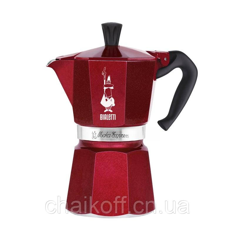 Гейзерна кавоварка Bialetti Moka Espresso Rossa на 3 чашки (оригінал)