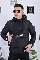 Куртка ветровка мужская анорак Nike Ветровка найк люксовое качество бирки черная с боковыми утяжками