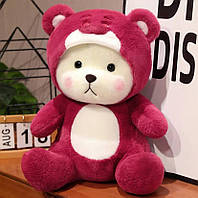 М'який ведмедик в костюмі рожевого Тедді, Іграшка-Антистрес 40 см