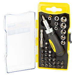Викрутка з реверсом + насадки торцеві та біти 36 шт. CrV (кейс) SIGMA (4002511)
