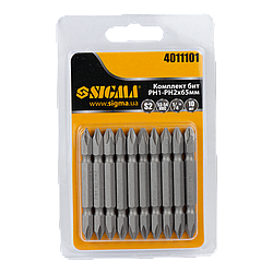 Набір біт двосторонніх PН1-PН2×65мм 1/4" 10 шт S2 (блістер) SIGMA (4011101)