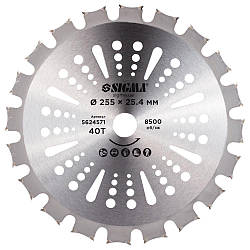 Диск для тримера з твердосплавними напайками Ø255×25.4 мм 40Т двосторонній SIGMA (5624571)