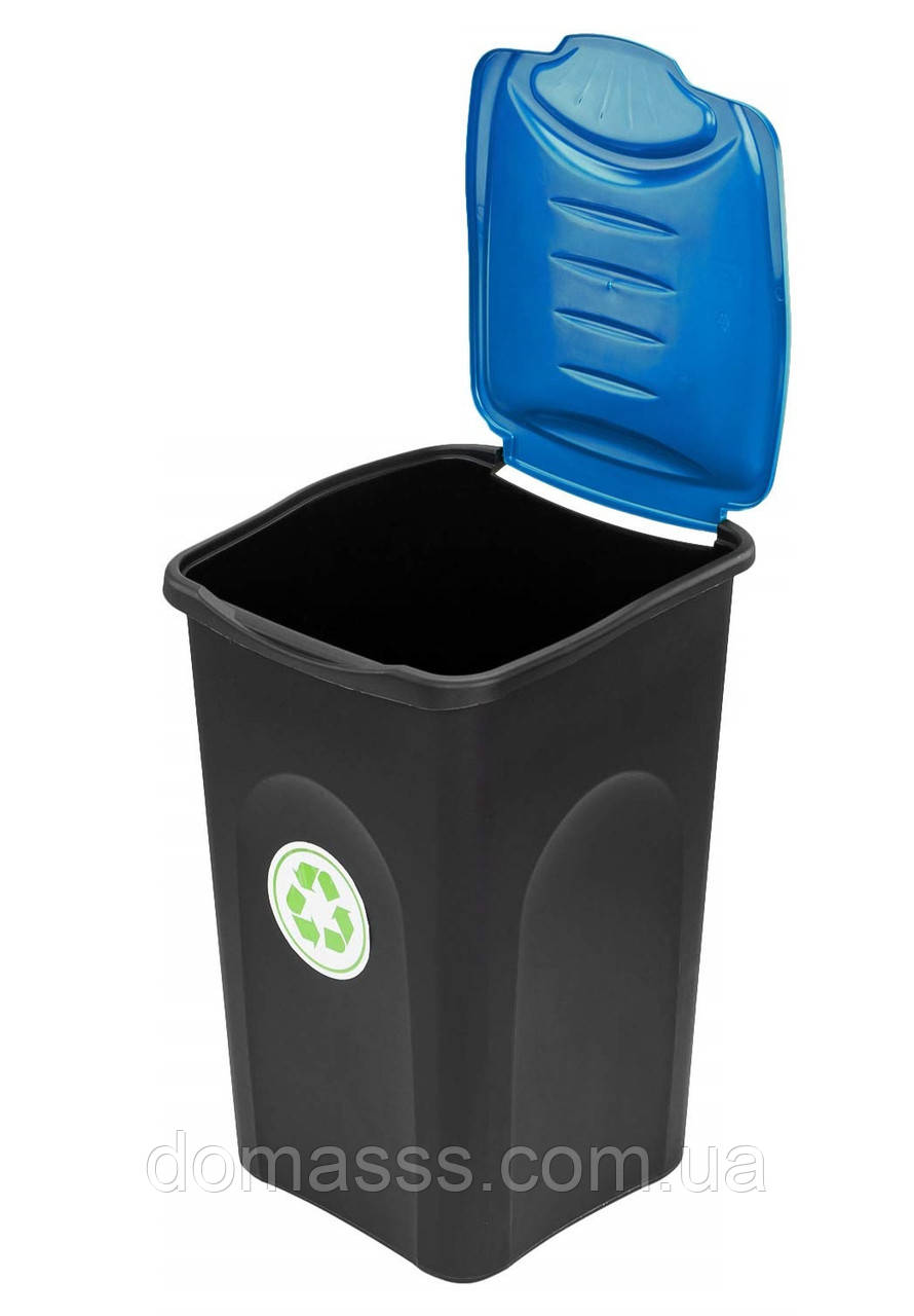 Мусорный пластиковый бак с синей откидной крышкой Stefanplast Ecogreen 50L (70652) - фото 3 - id-p2120210864