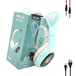 Бездротові навушники з котячими вушками та підсвічуванням STN-28, Блакитні / Дитячі навушники Bluetooth