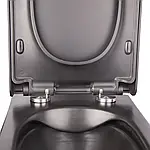 Унітаз Tern підвісний Rimless 490x340x350 мм з сидінням Slim Duroplast/ Soft-close/ Quick relase Matt Black Qtap, фото 4
