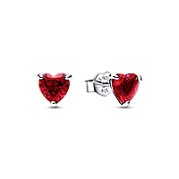 Серебряные серьги Пандора Pandora "Красное сердце" 292549C01