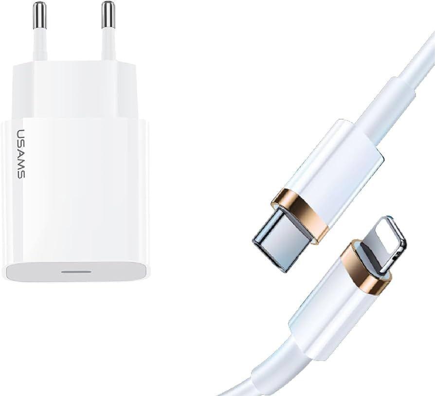 СЗУ USAMS T49 Fast Travel Charger Kit 20W EU charger + Lightning cable White