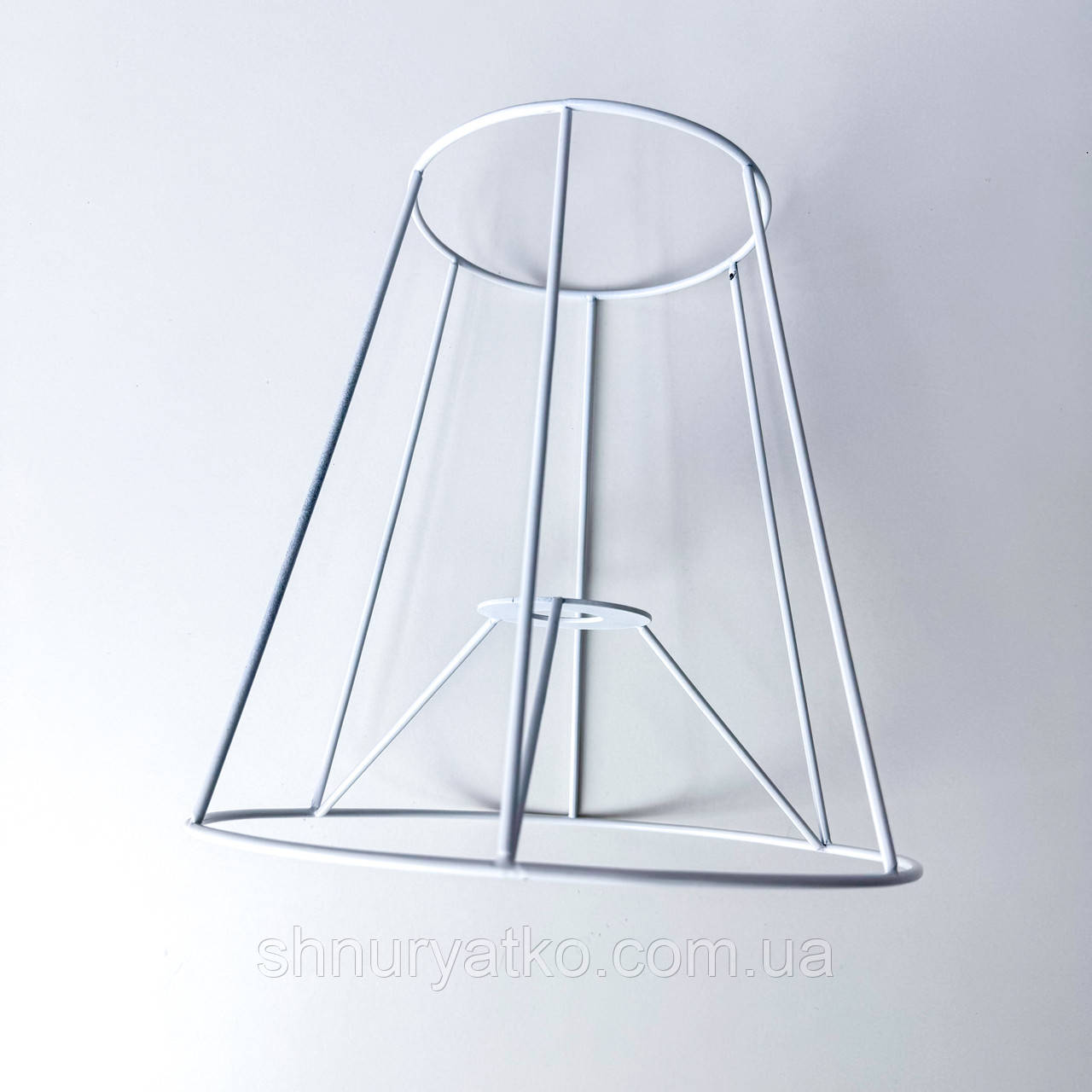 Каркас для абажура конус 25 см білий, основа для настільної лампи макраме, цоколь Е14