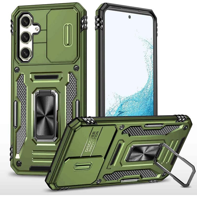 Протиударний чохол Camshield Army Ring для Samsung Galaxy S25+ | Броньований з кільцем-підставкою Оливковий / Army Green