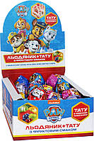 Упаковка леденцов Paw Patrol с фруктовым вкусом и тату 18 г х 24 шт