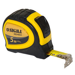 Рулетка магнітна гумова з автостопом 5 м×19мм SIGMA (3824051)