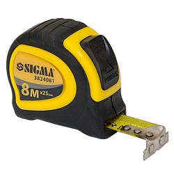 Рулетка магнітна гумова з автостопом 8 м×25 мм SIGMA (3824081)