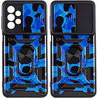 Ударостійкий чохол Camshield Serge Ring Camo для Samsung Galaxy A23 4G Синій / Army Blue, TPU+PC, Кільце-тримач