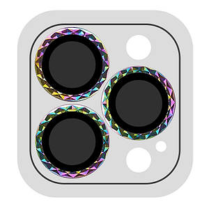Захисне скло Metal Shine на камеру (в упак.) для Apple iPhone 12 Pro Max Бузковий / Rainbow