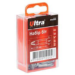 Набір біт PH2×25 мм 1/4" 25 шт S2 (пласт кейс) ULTRA (4010202)